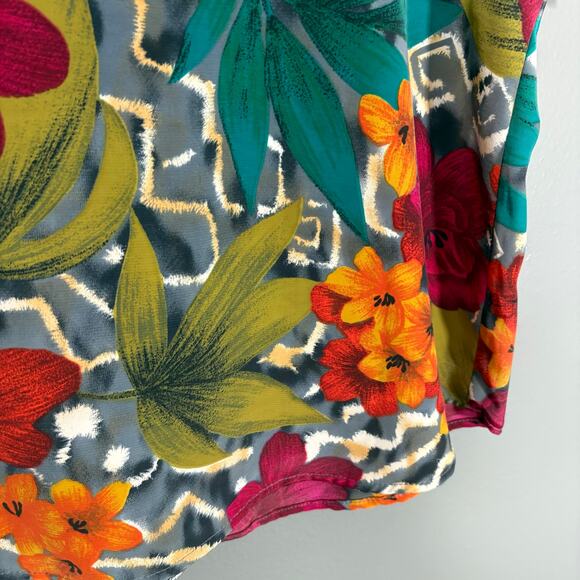 Bentley Women's Vintage Bold 80's Boxy Floral Top - Size Small - Blue/Red/Green - Picture 4 of 5